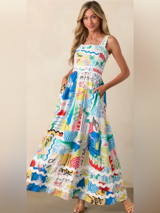 prosperina Dresses & Skirts - Sleeveless Multi-Color Print Maxi Dress